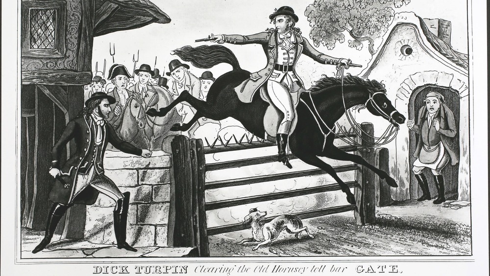 An illustration of Dick Turpin evading capture