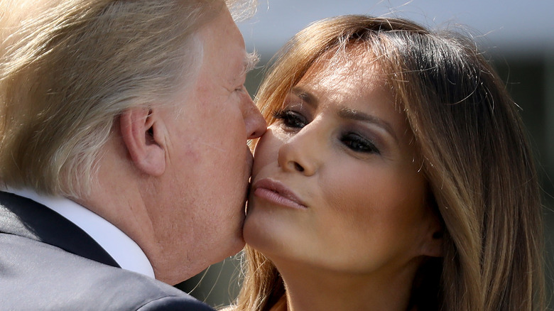 Donald Trump kissing Melania on the cheek