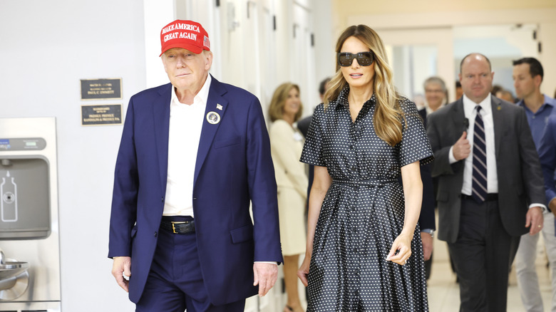 Donald and Melania Trump leaving a voting precinct