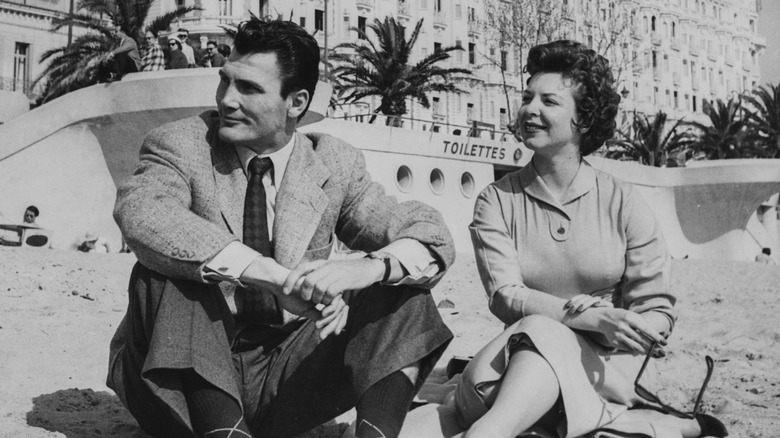 Virginia Baker and Jack Palance at Cannes