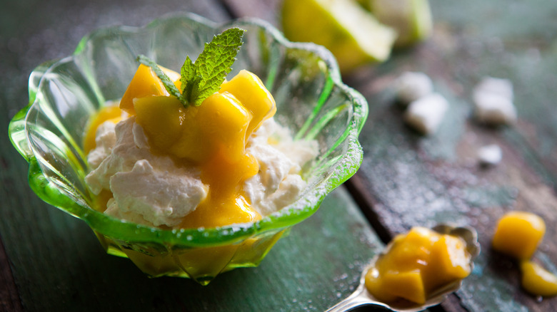 Syllabub in glass bowl