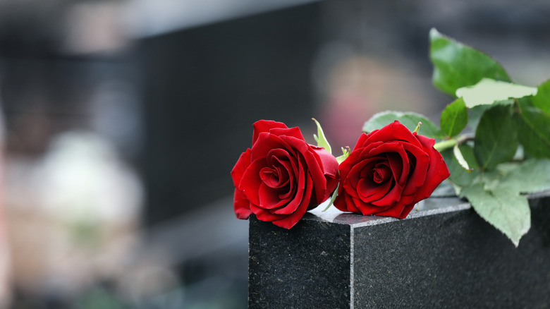 Roses on gravestone