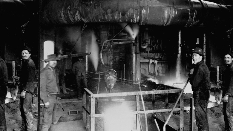 Machinists at blast furnace