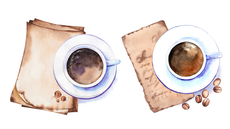 above view illustration coffee cups