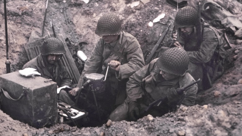 WWII soldiers operating radio