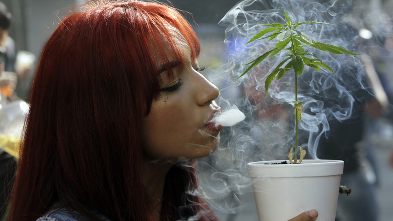 woman smoking cannabis