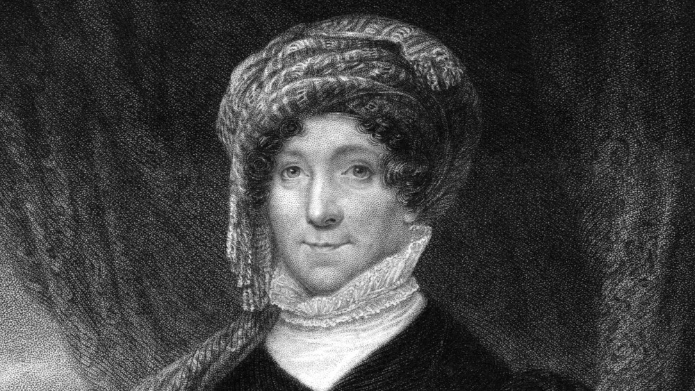 illustration of Dolley Madison wearing hat