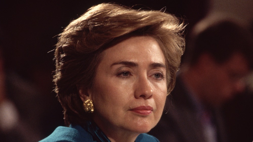 Hillary Clinton looking serious