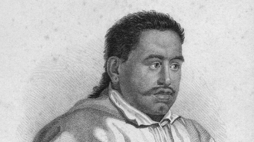 Drawing of Pomare III's father, Pomare II, with mustache