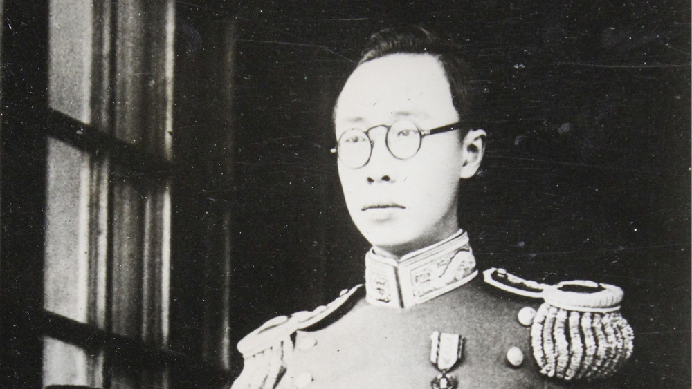 Puyi in imperial uniform circa 1935