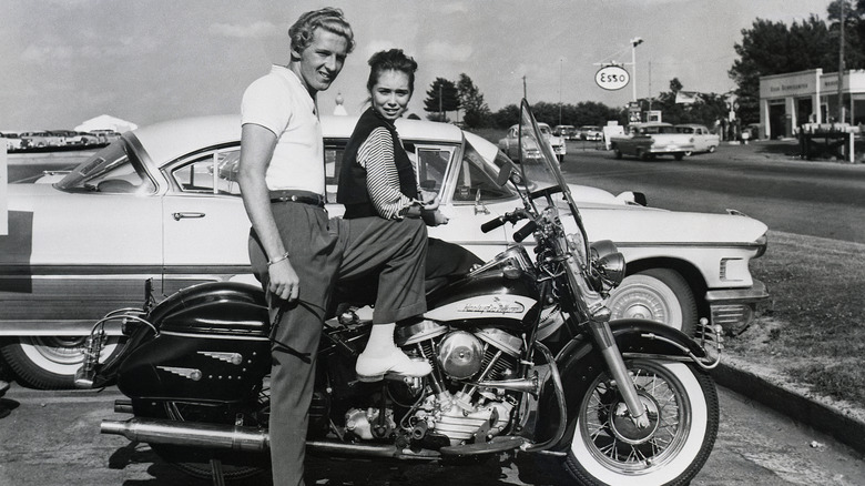 Jerry Lee Lewis and Myra Lewis with motorbike