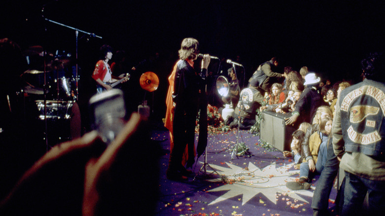 Rolling Stones at Altamont with Hells Angels