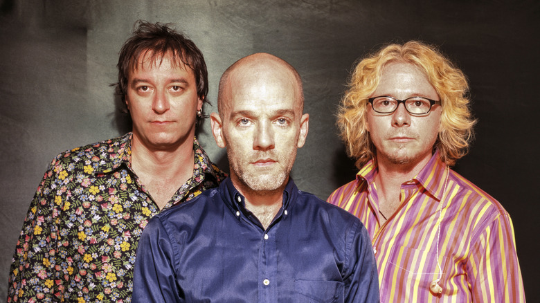 Peter Buck, Michael Stipe, and Mike Mills of REM