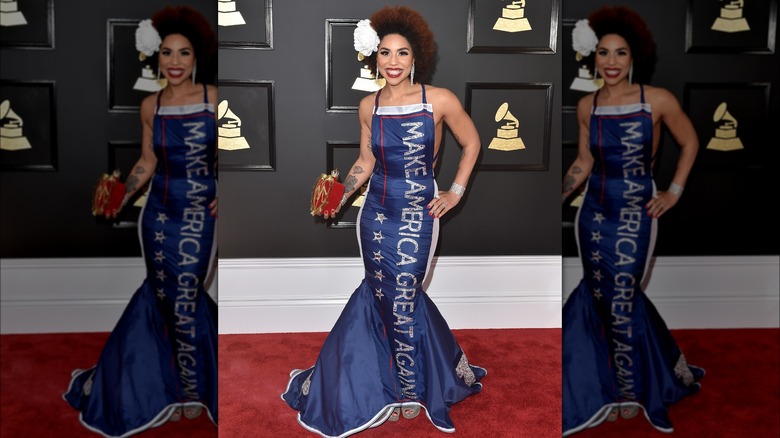 Joy Villa wearing MAGA dress at event