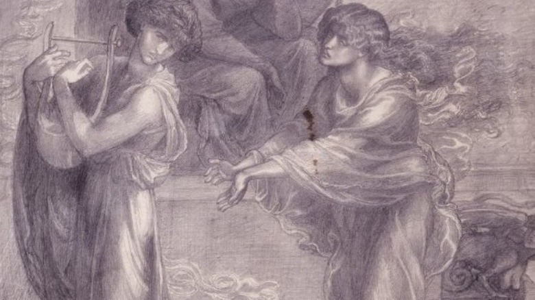 Orpheus and Eurydice leaving the underworld