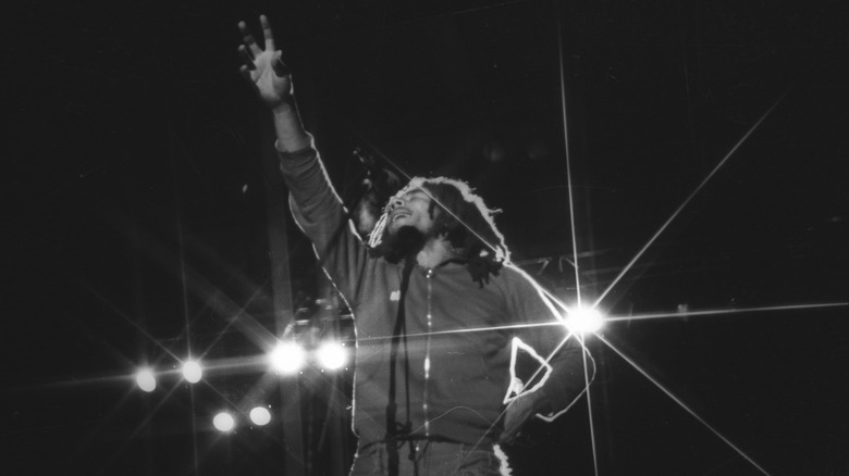 Bob Marley performing on stage
