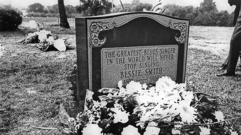 Bessie Smith grave with flowers
