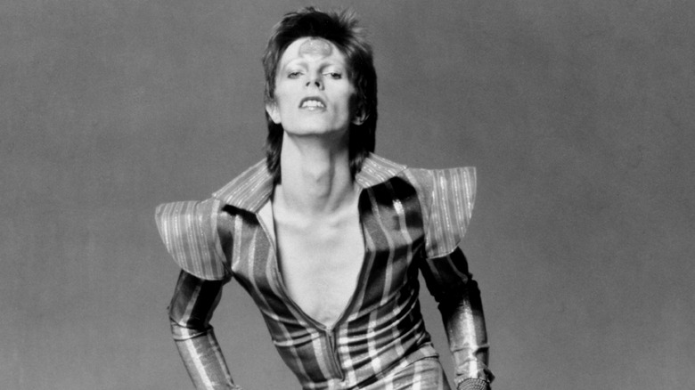 David Bowie wearing glamorous outfit