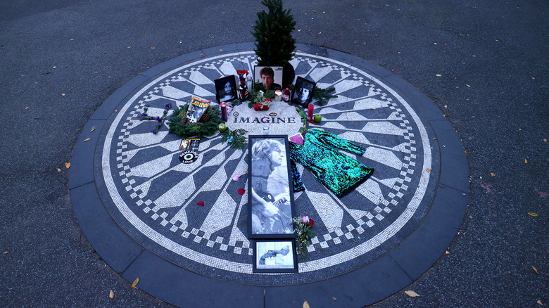 John Lennon memorial in Central Park with photos