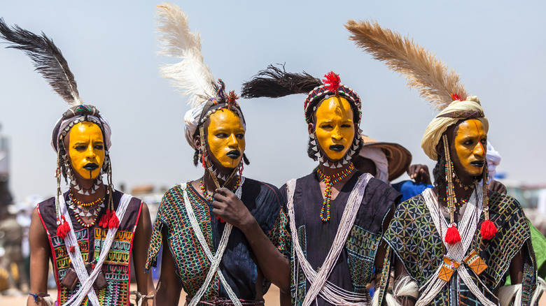 Gerewol dancers in yellow facepaint