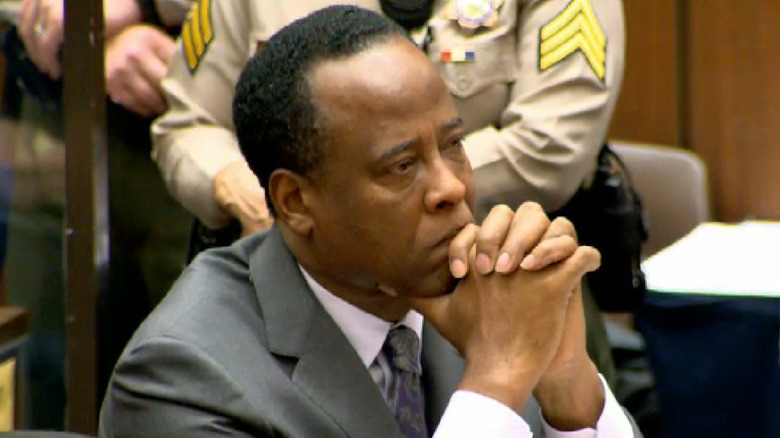 Dr. Conrad Murray looking pensive in court