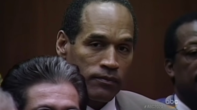 OJ Simpson waiting to hear the verdict at his trial