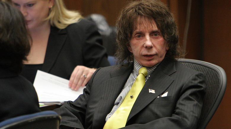 Phil Spector sitting in court