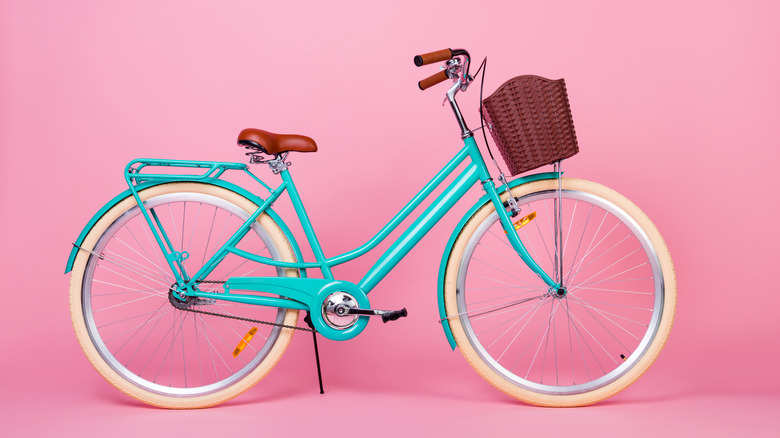 vintage bike on pink background