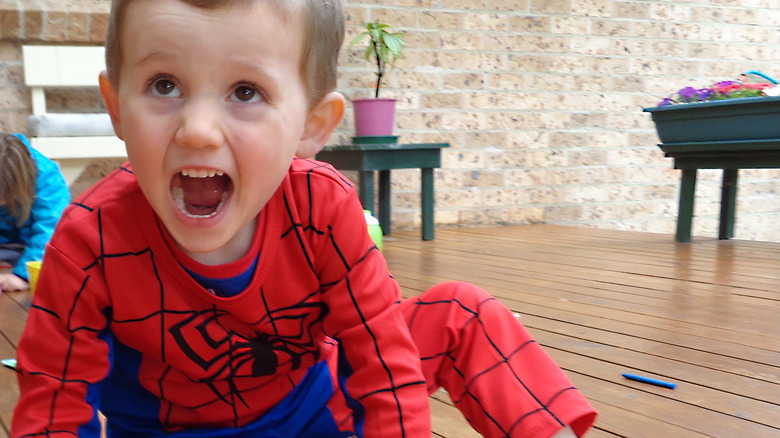 William Tyrell dressed as Spider-Man