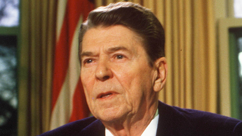 Ronald Reagan looking serious