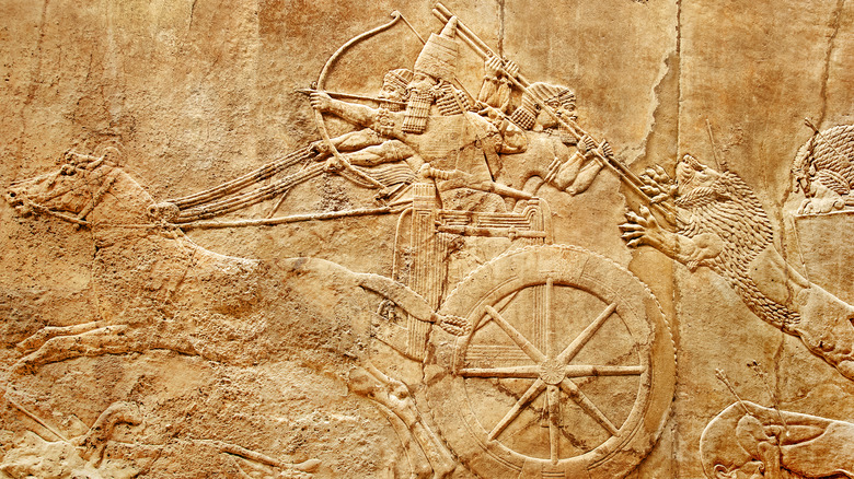 Babylonian warrior carving chariot 