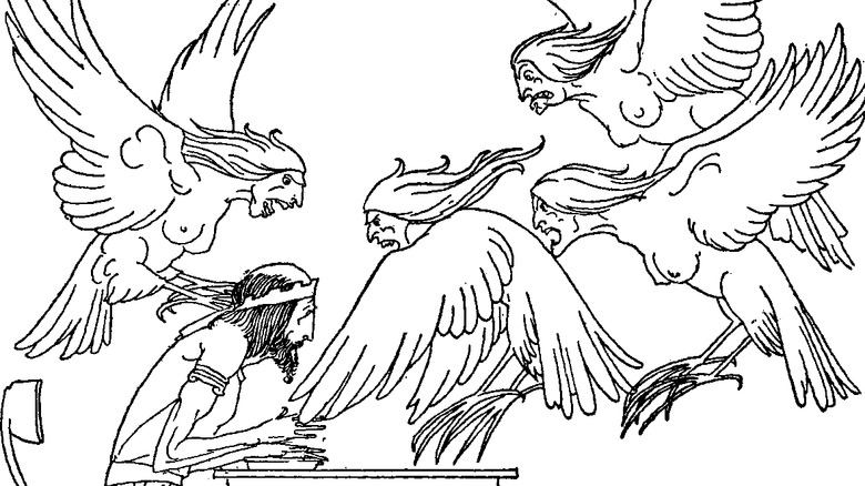 Harpies tormenting King Phineus