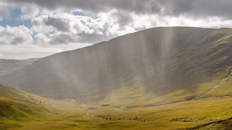 Rainfall over the highlands.