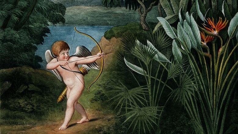 Painting of Cupid with bow and arrows