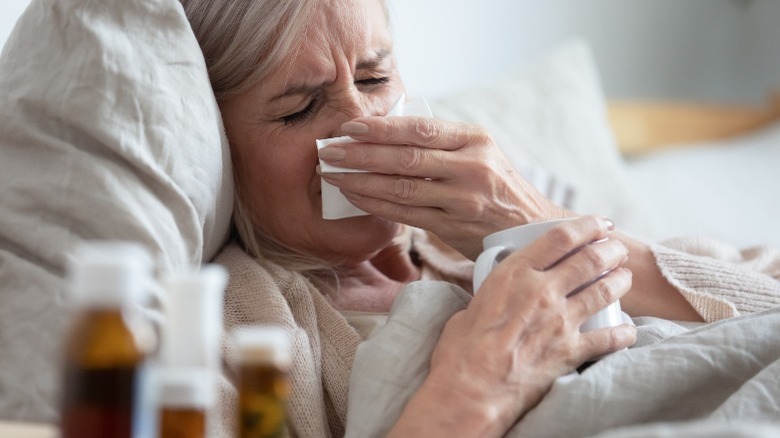 Woman sick bed