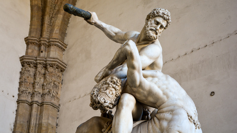 statue warrior killing a centaur