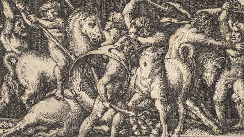 men and centaurs fighting