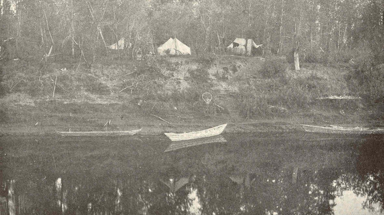 Native boat and summer fishing encampment