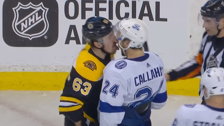 Brad Marchand licks Ryan Callahan