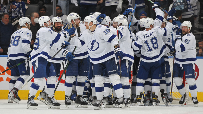 Tampa Bay Lightning celebrating a win