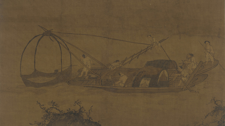 Fishermen in Ming Dynasty etching