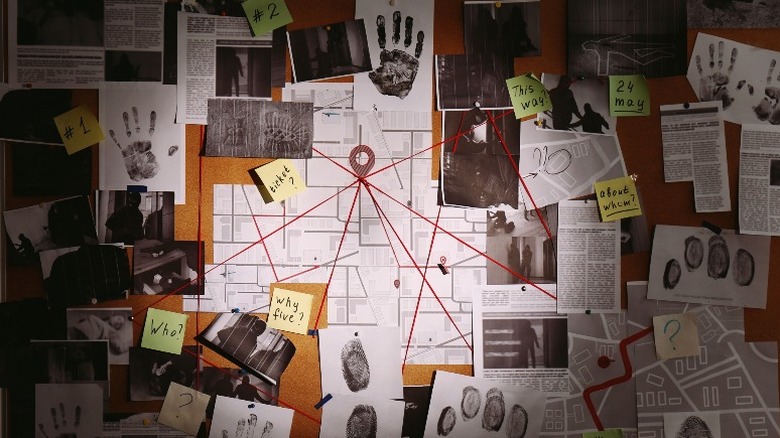 detective board with clues