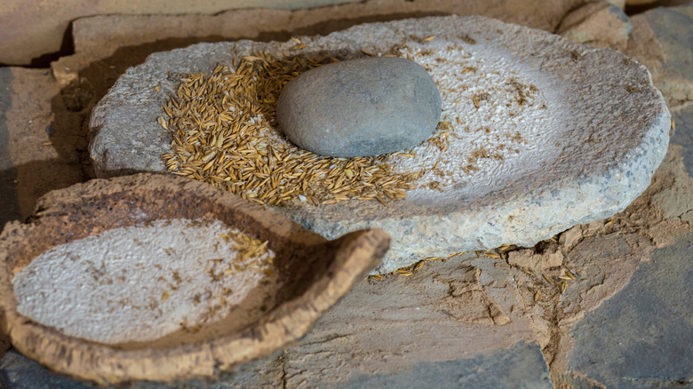 ancient mill stone for grinding flour