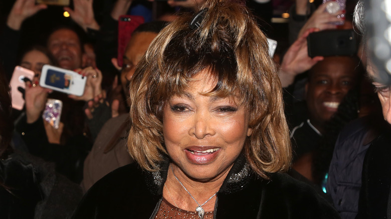 tina turner looking off camera smiling