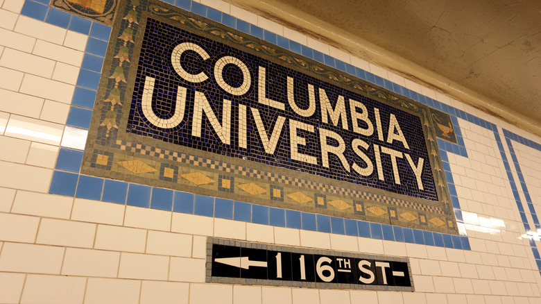 Columbia University subway sign