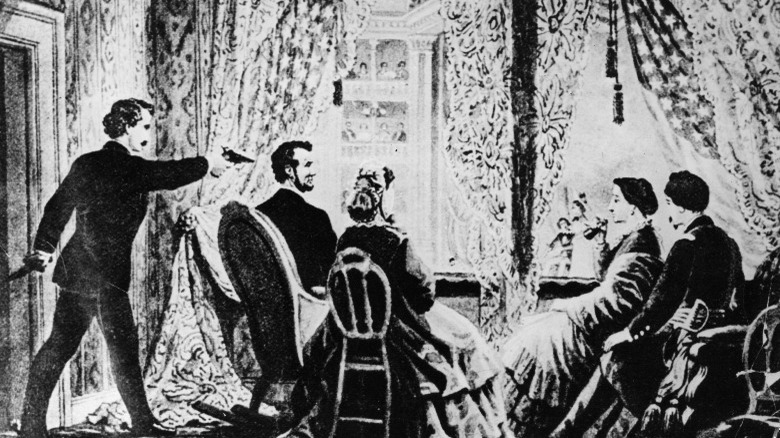 illustration showing Booth shooting Lincoln