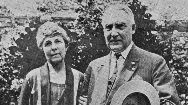 Florence and Warren Harding standing together
