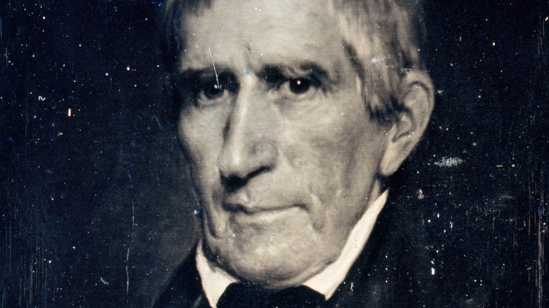 Old, chipped portrait of William Henry Harrison