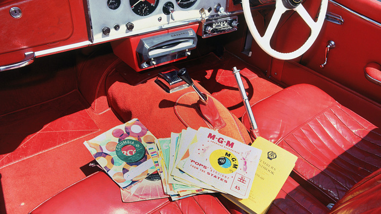 1960 Jaguar with vinyl record player