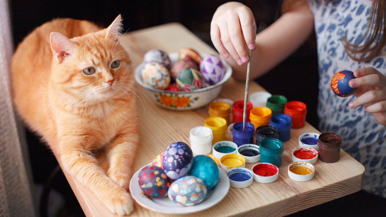 Making pysanky eggs